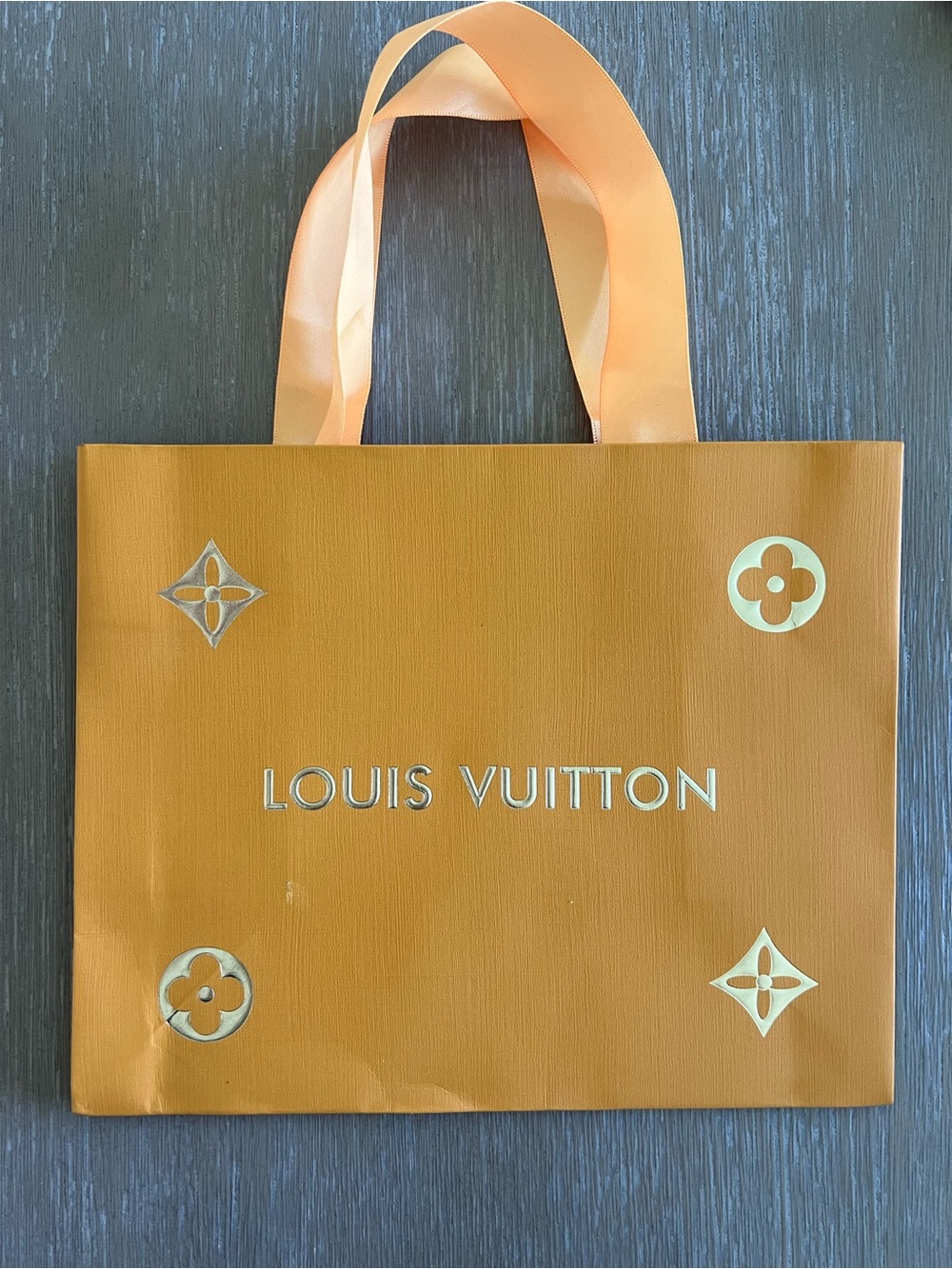 Louis Vuitton Orange gift bag with Gold Accents